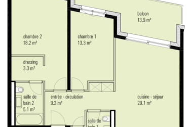 Attique neuf 3.5 pièces de standing – Martigny centre (PPE Coeur de Cité) – Meublé